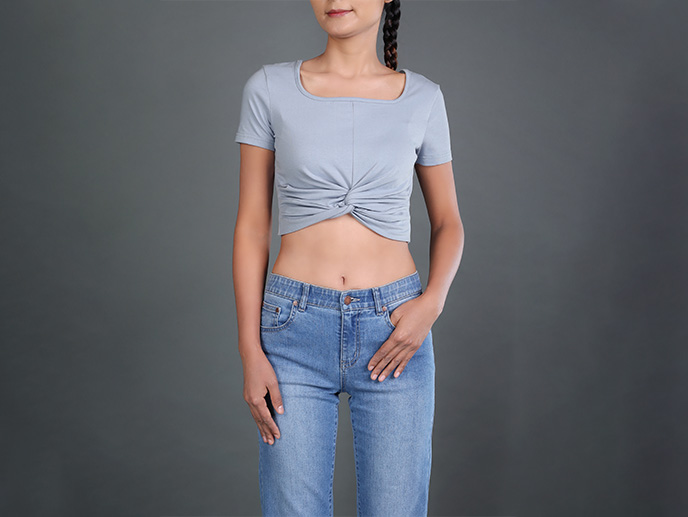 GH23364 Square Neck Crop Top Lady