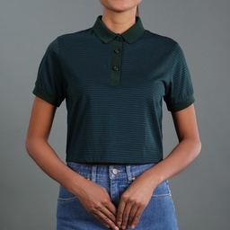 [XH213393] XH213393 Polo Crop Top Lady