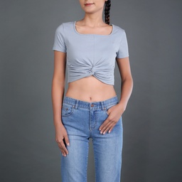 [GH23364] GH23364 Square Neck Crop Top Lady